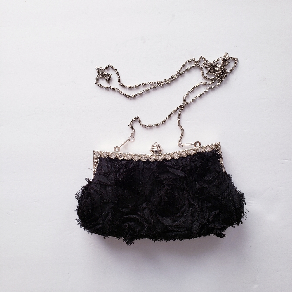 SALE JNB Black Metal Clutch Evening Purse